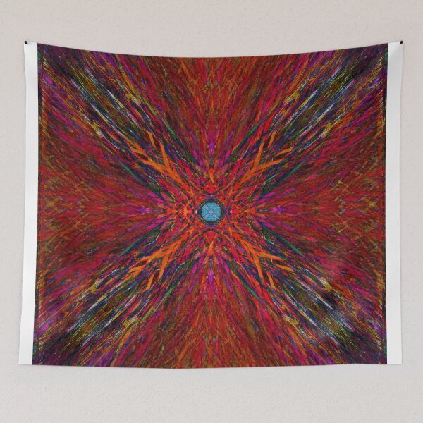 Item preview, Fiery Red Abstract Cosmic Starburst Mandala designed and sold by Paolo-Bandal.