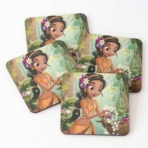 Item preview, Young Woman Collecting Flowers in Lush Garden Scene designed and sold by Artessie.