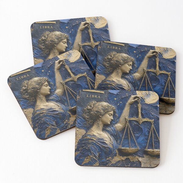 Item preview, Libra Zodiac Collage – Indigo & Gold Impasto Astrology Art designed and sold by Jandedan.