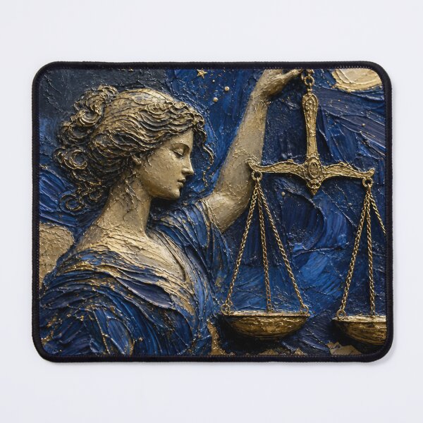 Item preview, Libra Zodiac Collage – Indigo & Gold Impasto Astrology Art designed and sold by Jandedan.