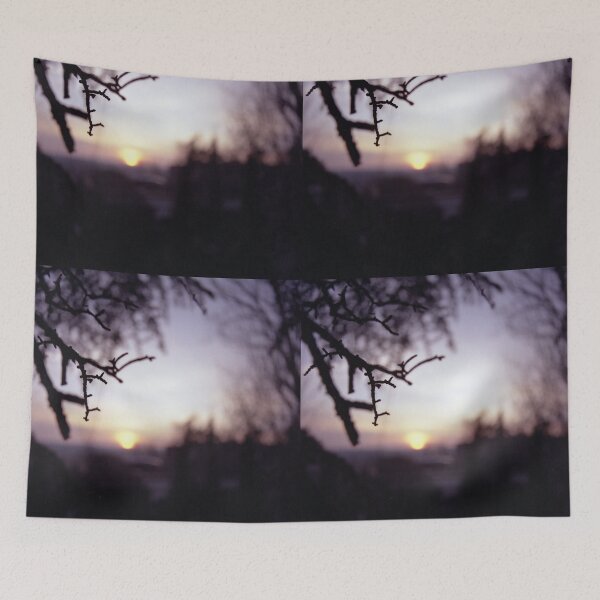 Item preview, Tree branch in silhouette against sunset dusk evening sky square medium format film analog photographers designed and sold by edwardolive.