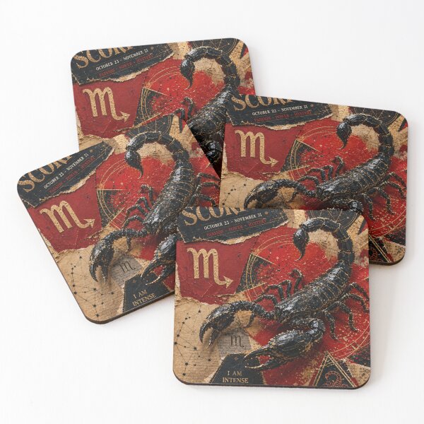Item preview, Scorpio Zodiac Collage – Fiery Red & Black Astrology Impasto Art designed and sold by Jandedan.