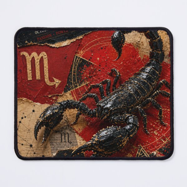 Item preview, Scorpio Zodiac Collage – Fiery Red & Black Astrology Impasto Art designed and sold by Jandedan.
