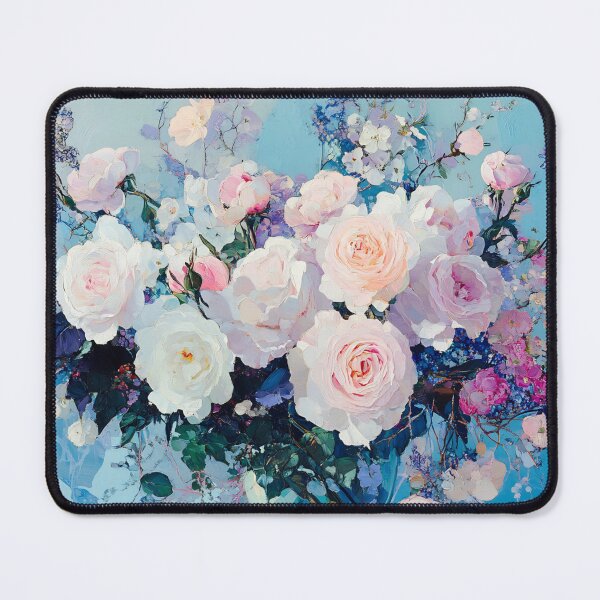 Item preview, English Roses Floral Art, Blush Pink Pastel Blue Dreamy Print designed and sold by daila70.