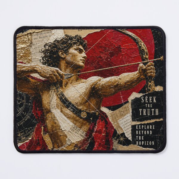 Item preview, Sagittarius Zodiac Collage – Bold Impasto & Torn Paper Astrology Art designed and sold by Jandedan.