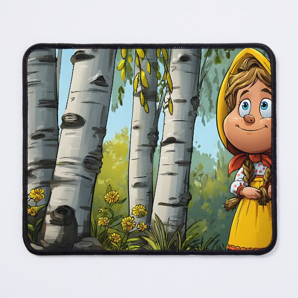 Item preview, Cheerful girl in a forest with birch trees designed and sold by Artessie.
