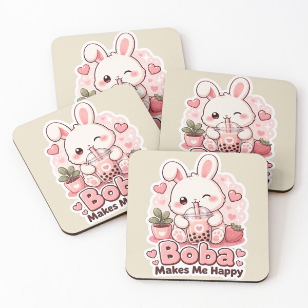 Item preview, Boba Makes Me Happy | Kawaii Bunny Tea designed and sold by Noxivora.