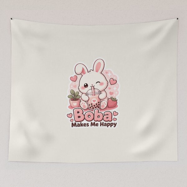 Item preview, Boba Makes Me Happy | Kawaii Bunny Tea designed and sold by Noxivora.