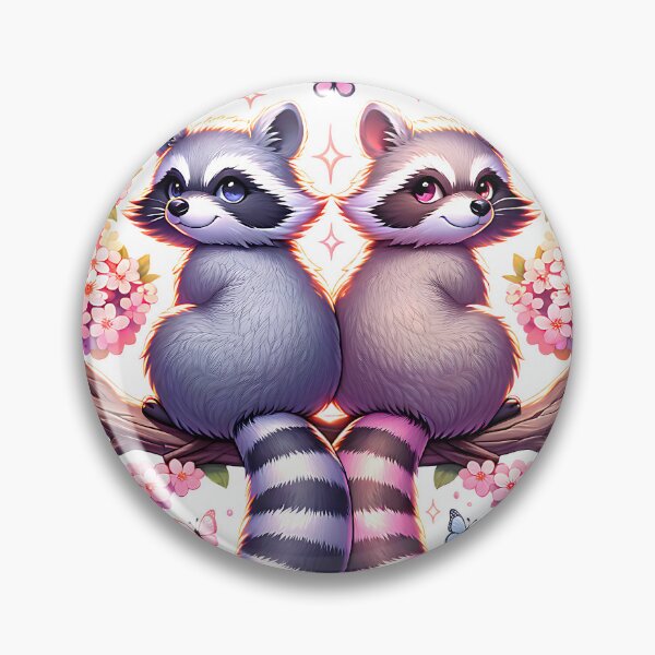 Item preview,     Kawaii Raccoons with Cherry Blossoms designed and sold by DewCreates.