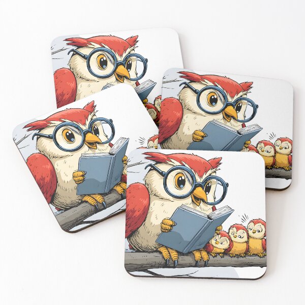 Item preview, Wise Owl Reading to Cute Baby Owls on a Branch designed and sold by Artessie.
