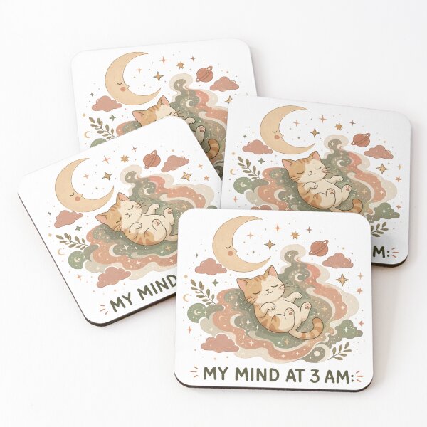 Item preview, Cute Celestial Cat Overthinking My Mind At 3 AM designed and sold by SoftAuraStudi0.