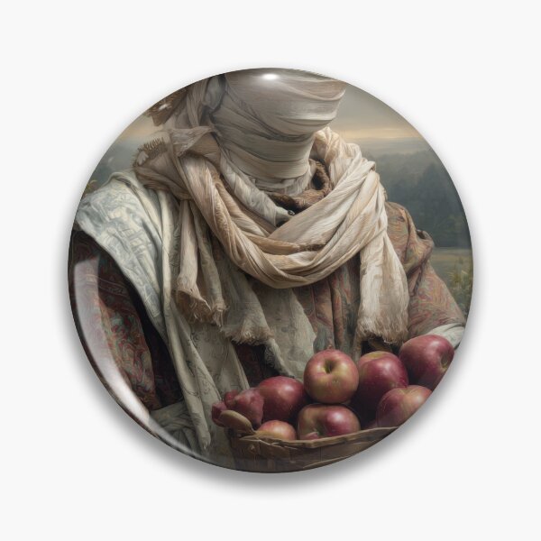 Item preview, Faceless Orchard Keeper with Basket of Red Apples designed and sold by Shannon Hilson.