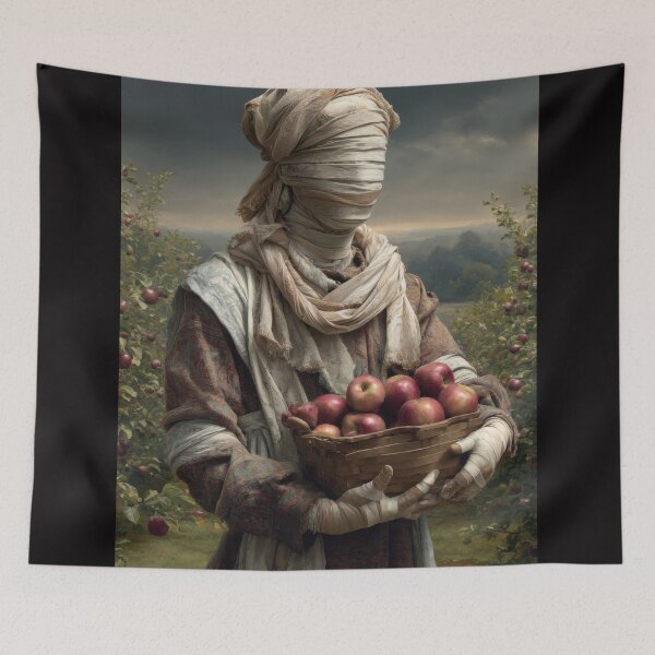 Item preview, Faceless Orchard Keeper with Basket of Red Apples designed and sold by Shannon Hilson.