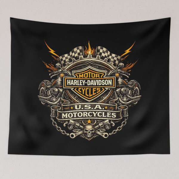 Item preview, Harley USA Motorcycles Skull — Vintage Custom Biker designed and sold by IronRoadCo.