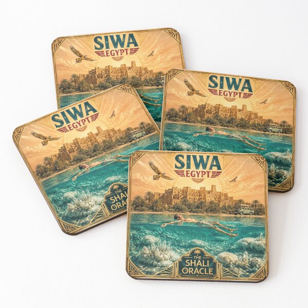 Item preview, Siwa Oasis Egypt Vintage Travel Poster - Floating On Salt Lake Retro Art designed and sold by Ink & Soul.