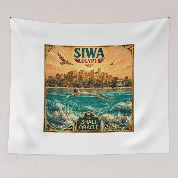 Item preview, Siwa Oasis Egypt Vintage Travel Poster - Floating On Salt Lake Retro Art designed and sold by Ink & Soul.