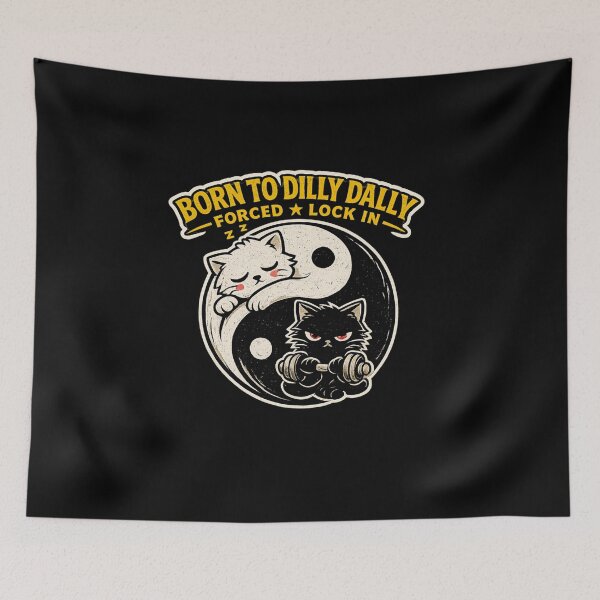 Item preview, Born To Dilly Dally Forced To Lock In Gym Cat Sticker designed and sold by VibeOffline Studio.