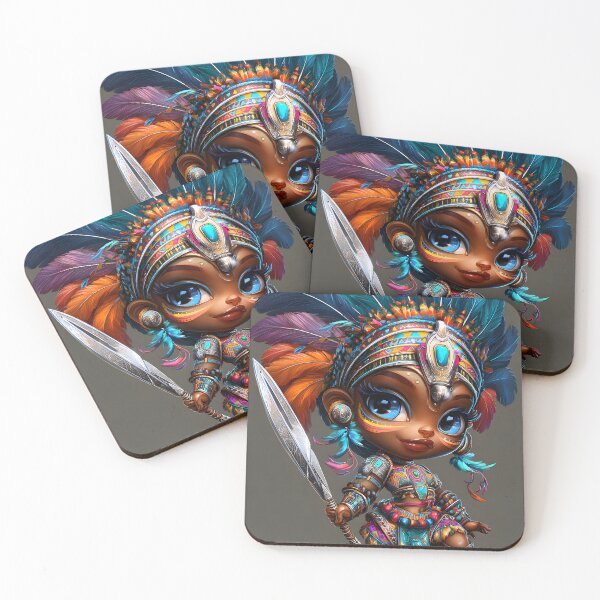 Item preview, Vibrant Character in Feathered Headdress and Armor designed and sold by Artessie.