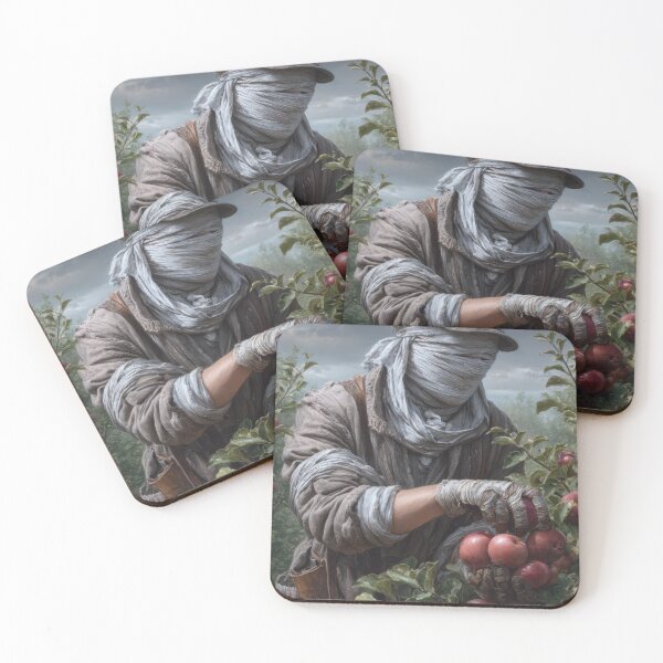Item preview, Bandaged Orchard Harvester Picking Red Apples designed and sold by Shannon Hilson.