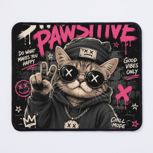 Item preview, Stay Pawsitive – Streetwear Graffiti Cat Graphic Tee designed and sold by Dusk & Dawn Apparel.