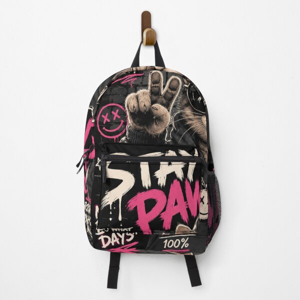 Item preview, Stay Pawsitive – Streetwear Graffiti Cat Graphic Tee designed and sold by Dusk & Dawn Apparel.