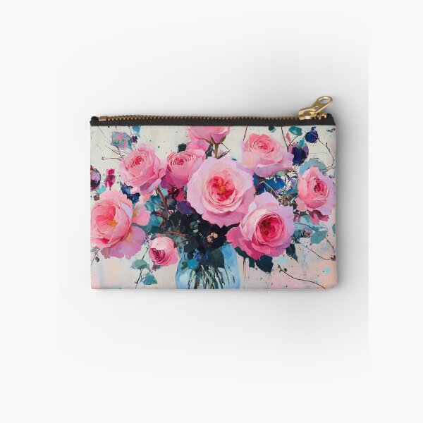 Item preview, Vibrant Pink Rose Bouquet, Blue Green Foliage Romantic Floral Art designed and sold by daila70.
