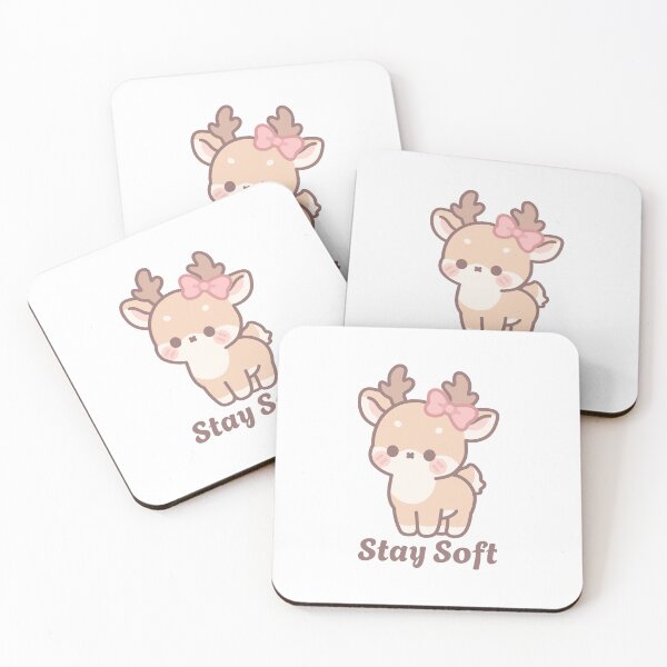 Item preview, Stay Soft Deer | Cute Kawaii Pink Bow Fawn Sticker designed and sold by gabbycore.