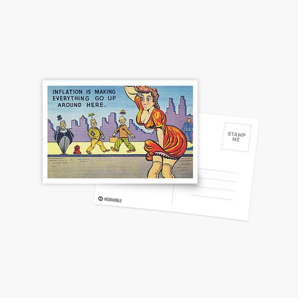 Funny Vintage Comic Postcard Risque Woman Illustration Retro Postcard
