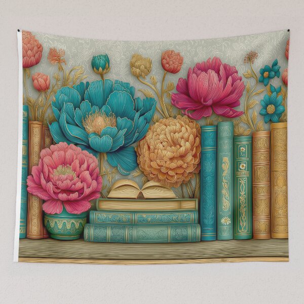Item preview, Bookshelf Floral Cottagecore Art | Vintage Botanical Library Aesthetic designed and sold by MargaretWiktor.