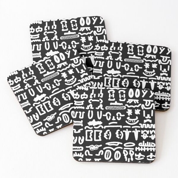 Item preview, Black and White Doodle Pattern – Abstract Faces & Symbols designed and sold by felipemaldonadoart.