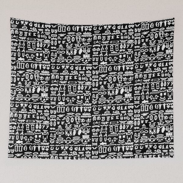 Item preview, Black and White Doodle Pattern – Abstract Faces & Symbols designed and sold by felipemaldonadoart.