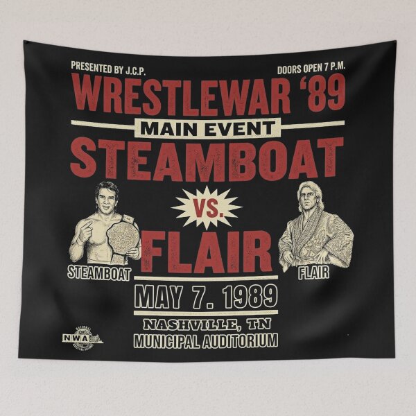 Item preview, WrestleWar 89 Steamboat vs Flair Vintage Boxing Style Wrestling Tee designed and sold by The Irish Whip.