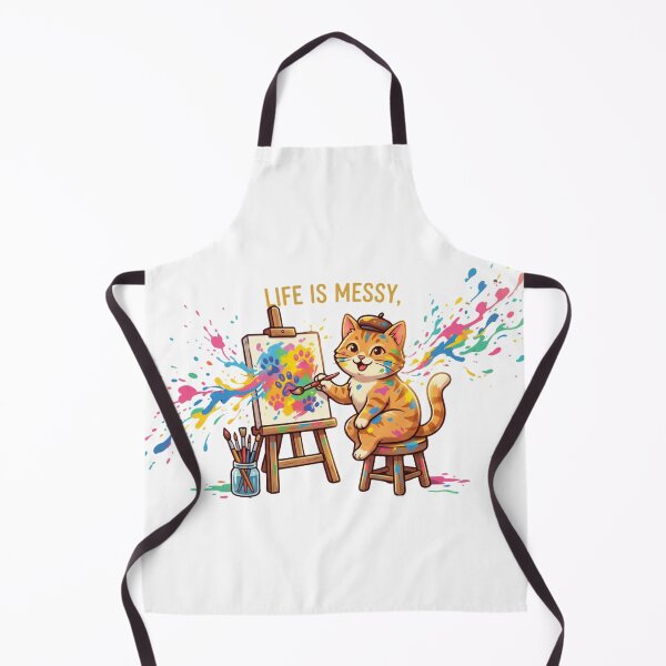 Item preview, "Life is Messy" Cute Artist Cat Painting designed and sold by funny things random.