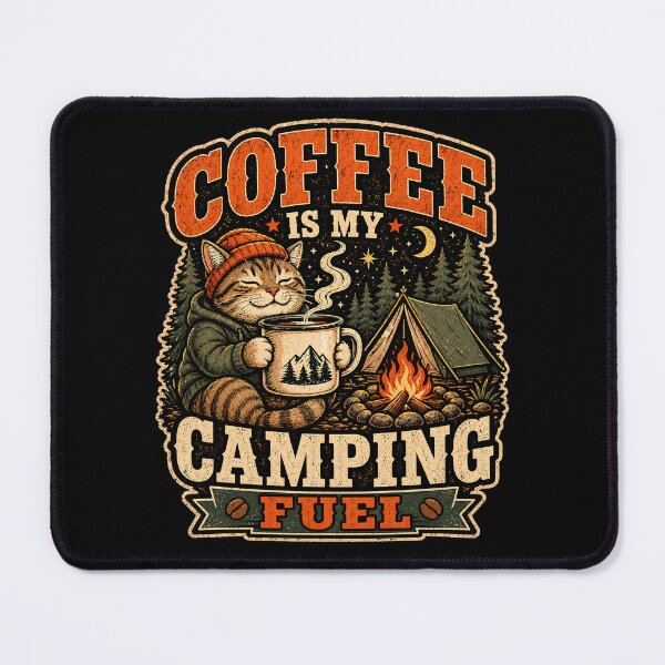 Item preview, Coffee Is My Camping Fuel Cat designed and sold by MonLeo Studio.