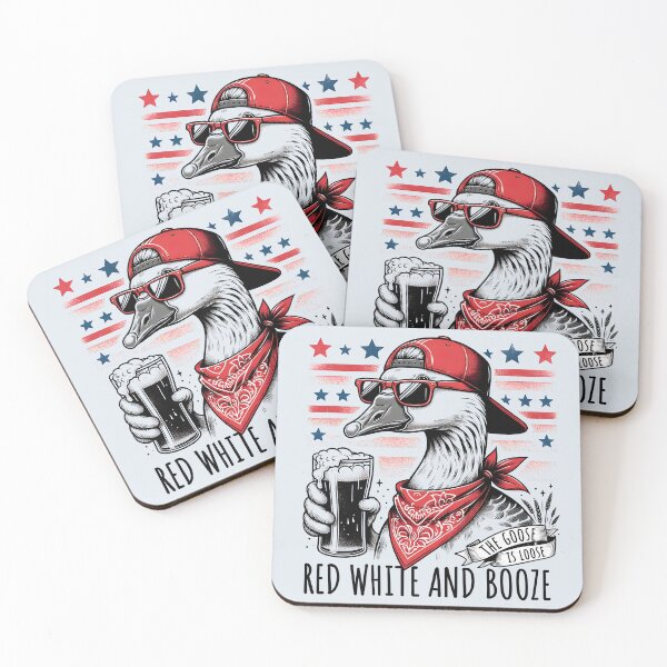 Item preview, Red White and Booze - Funny Patriotic American Goose Party designed and sold by Testarossi Designs.