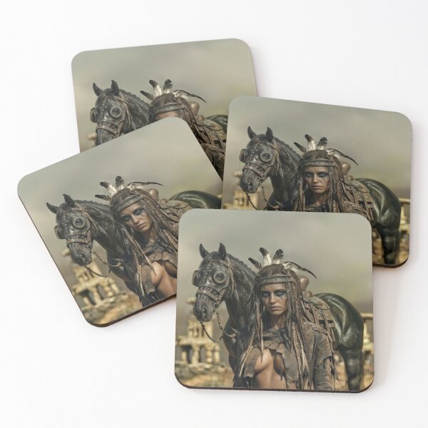 Item preview, post-apocalyptic warrior woman stands in a desolate wasteland designed and sold by DamesStudios.