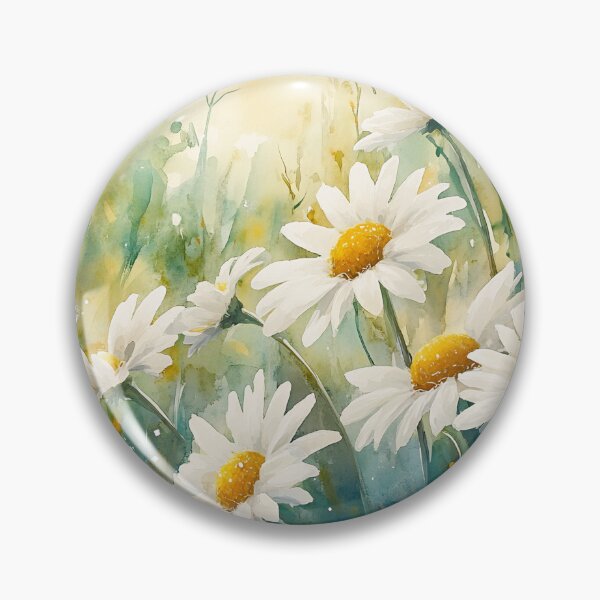 Item preview, White Daisies Spring Art, Airy Pastel Green Blue Floral Illustration designed and sold by daila70.