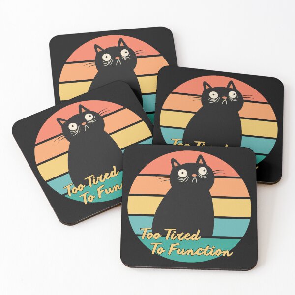 Item preview, Too Tired To Function - Retro Black Cat designed and sold by TherezaDesign.