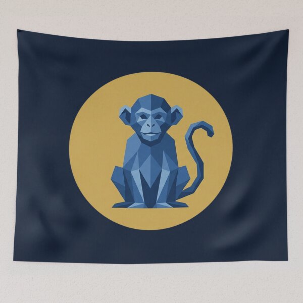 Item preview, Polygonal Blue Primate – Modern Decorative Vinyl for Graphic Design Fans designed and sold by bsbd-action.