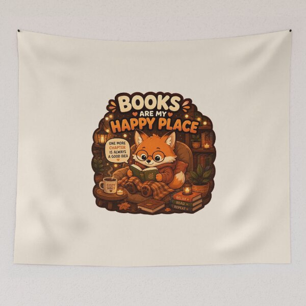 Item preview, Books Are My Happy Place | Cozy Reading Fox  designed and sold by Noxivora.