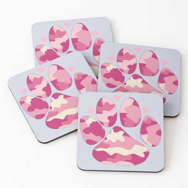 Item preview, Pink camo dog paw print with hearts designed and sold by Doodles Down South.