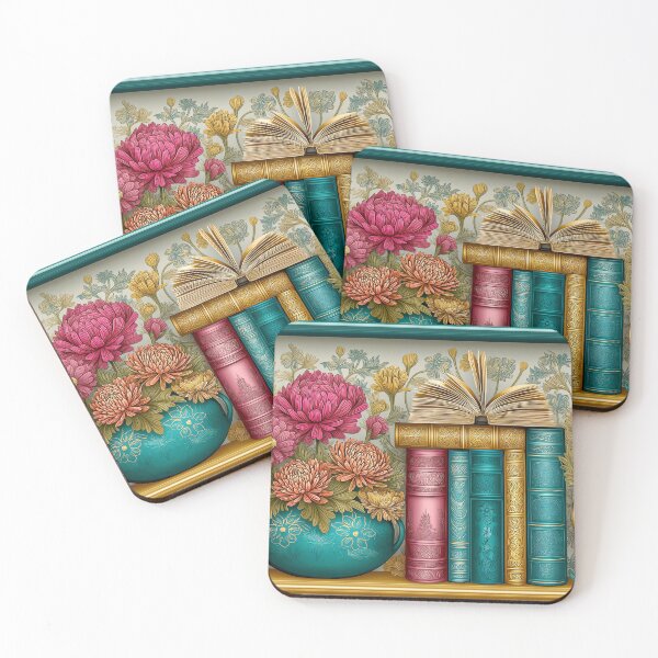 Item preview, Bookshelf Floral Cottagecore Art | Vintage Botanical Library Aesthetic designed and sold by MargaretWiktor.