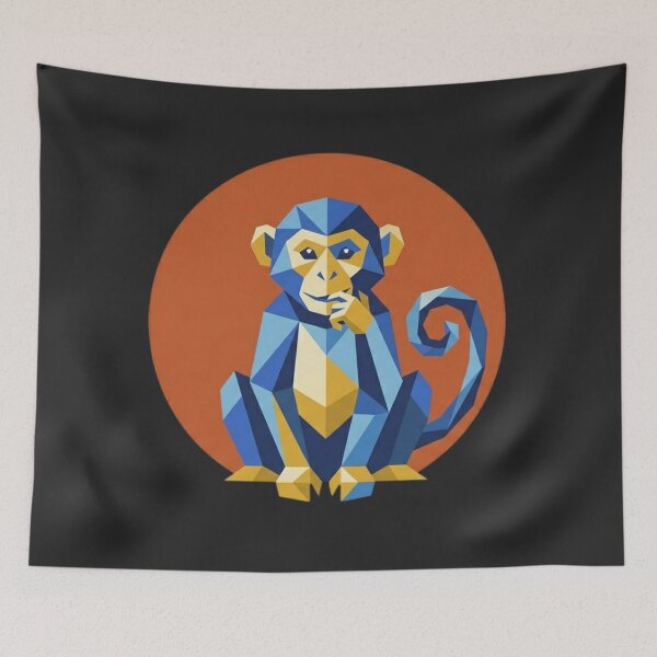Item preview, Geometric Curious Monkey – Mobile Phone Case for Tech Enthusiasts designed and sold by bsbd-action.