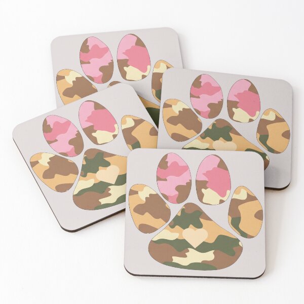 Item preview, Camo paw print with touch of pink designed and sold by Doodles Down South.