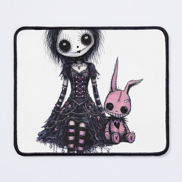 Item preview, Little Dark Doll – Gothic Girl & Her Creepy Bunny designed and sold by kitastylish.