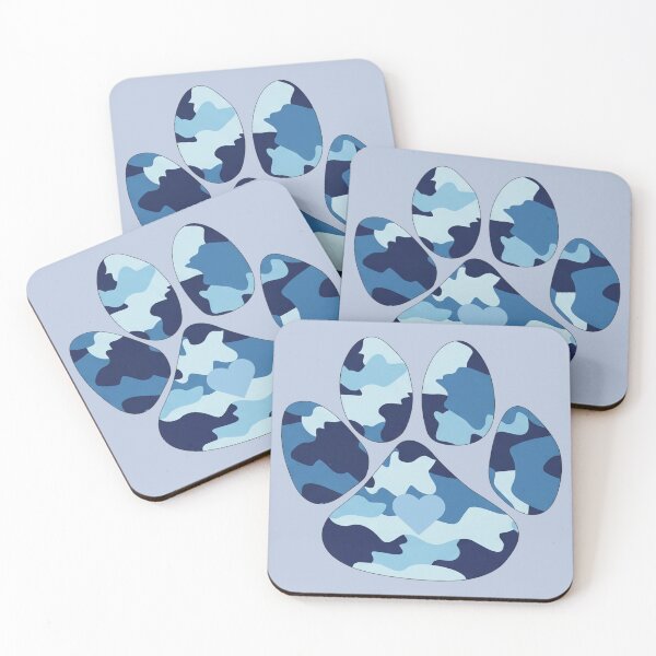 Item preview, Blue Camo paw print  designed and sold by Doodles Down South.