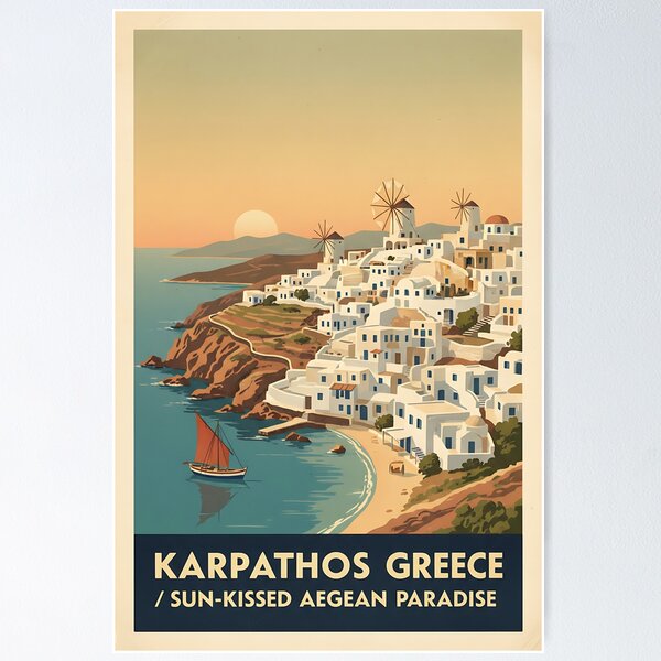Item preview, Karpathos Greece, Greek Island Vintage Travel Tourism designed and sold by TravelersGems.