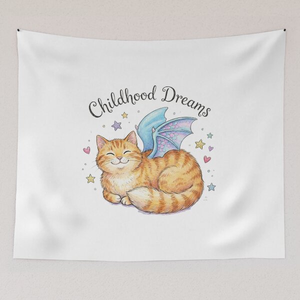 Item preview, Childhood Dreams Cute Orange Dragon Cat - Whimsical Dragon Tales Aesthetic designed and sold by Rahaf-shop9.