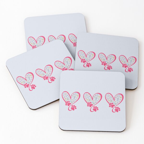 Item preview, Pink hearts with colorful paw prints designed and sold by Doodles Down South.