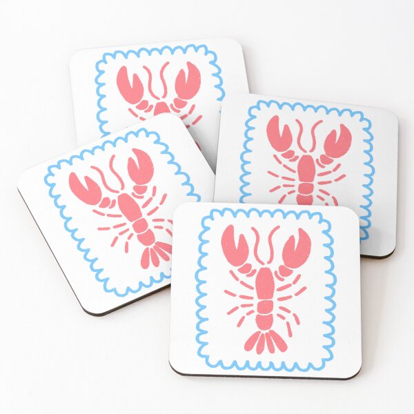 Artikelvorschau, Handgezeichnetes Hummermotiv, korallenblau, strandig entworfen und verkauft von ButterflyKissCollab.